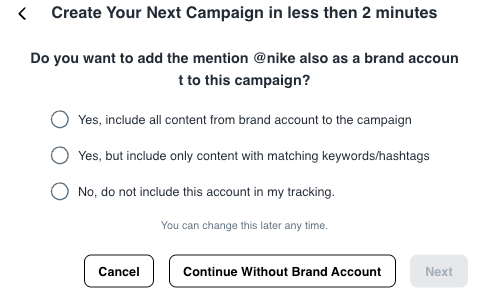 Add Brand account to campaign