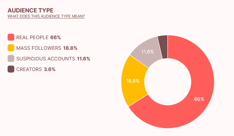 Screenshot from the influData App with a snapshot to the Audience Types