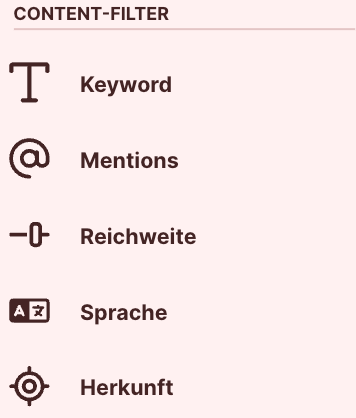 Die Content Search Content-Filter aus der influData App