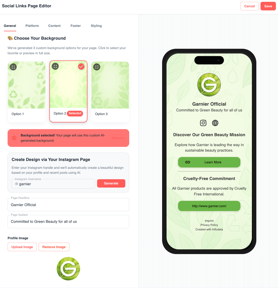 inluData Social Links Editor 1